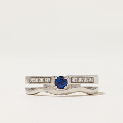 Synthetic Sapphire & Diamond Ring | 0.25ct | 0.04ctw | SZ 6.75
