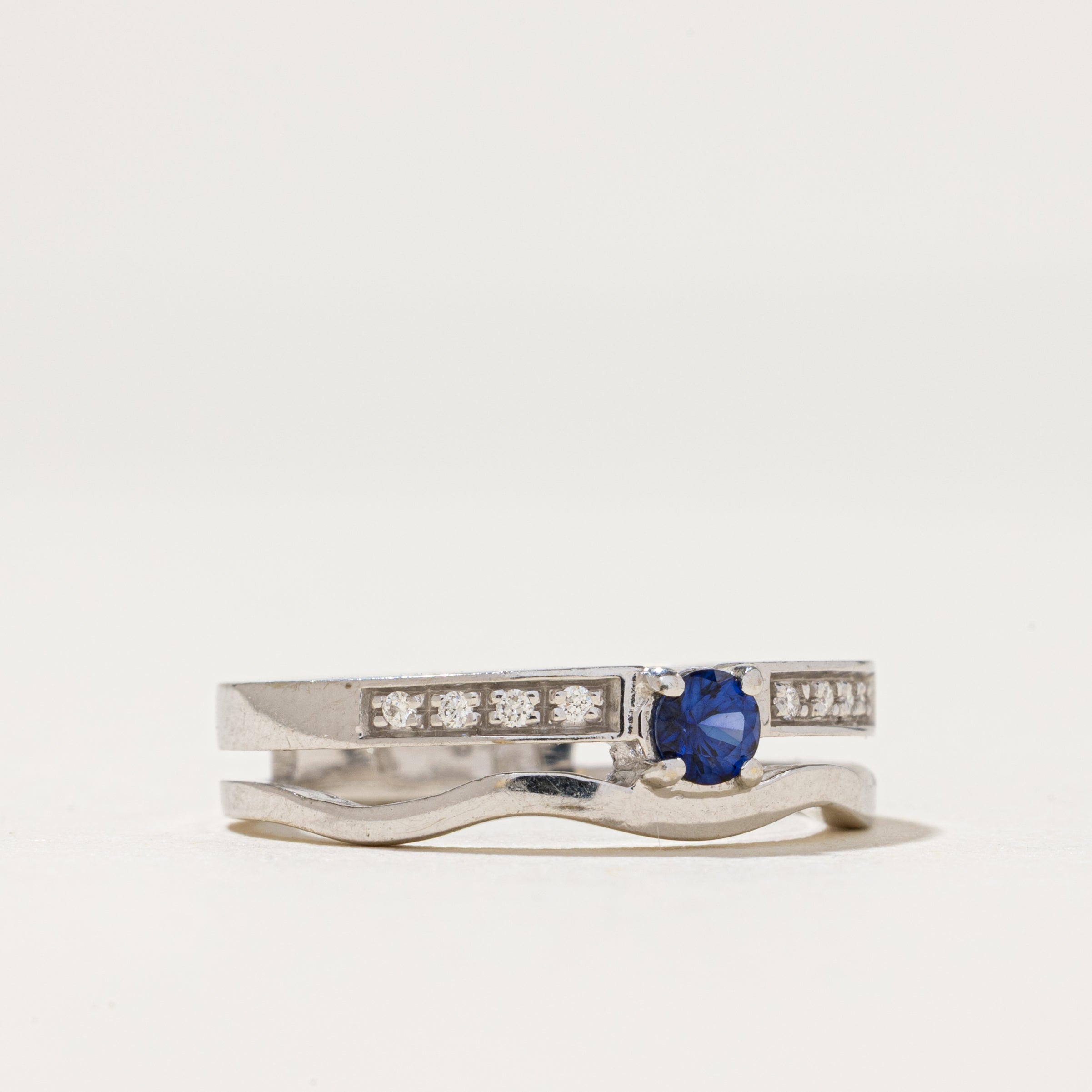 Synthetic Sapphire & Diamond Ring | 0.25ct | 0.04ctw | SZ 6.75