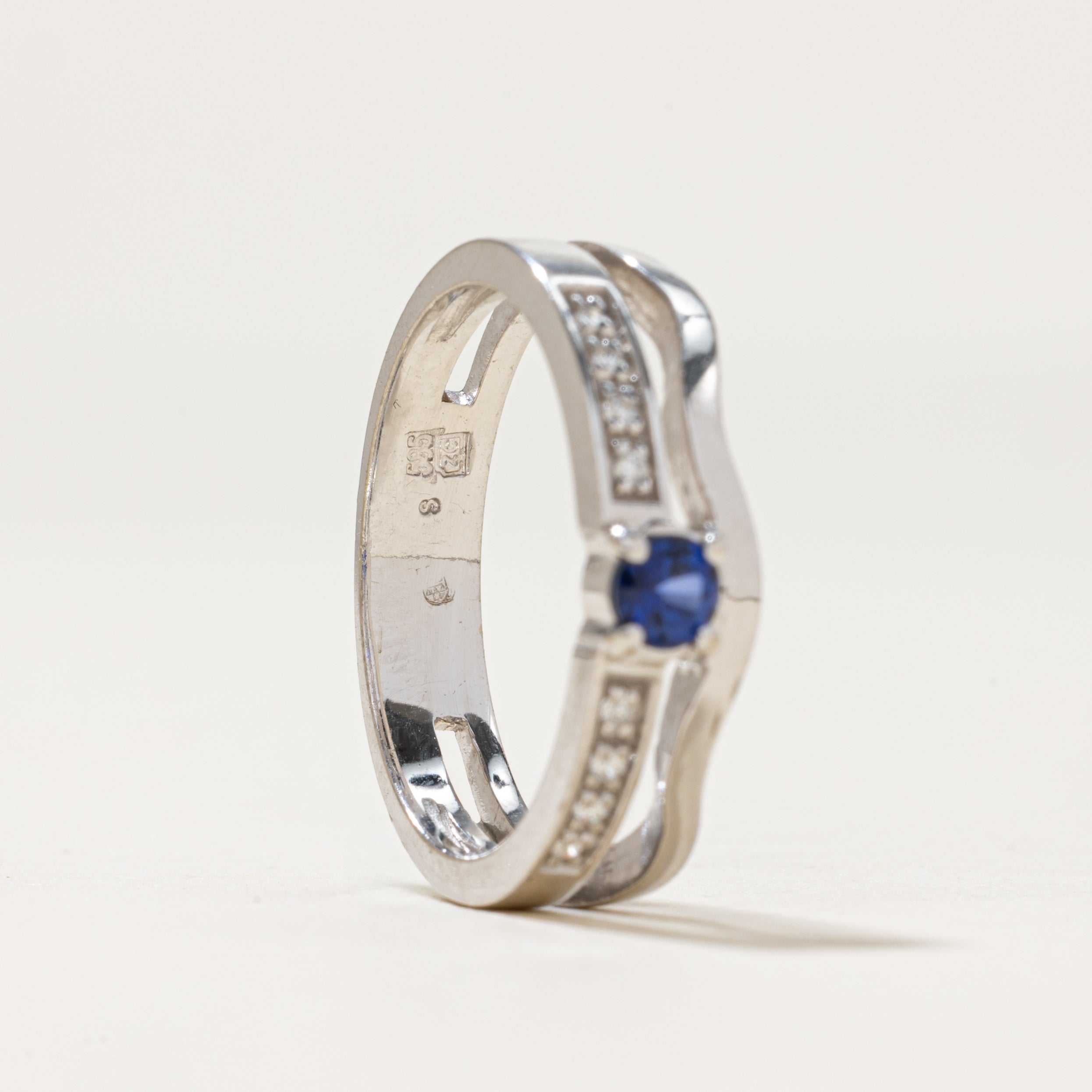 Synthetic Sapphire & Diamond Ring | 0.25ct | 0.04ctw | SZ 6.75