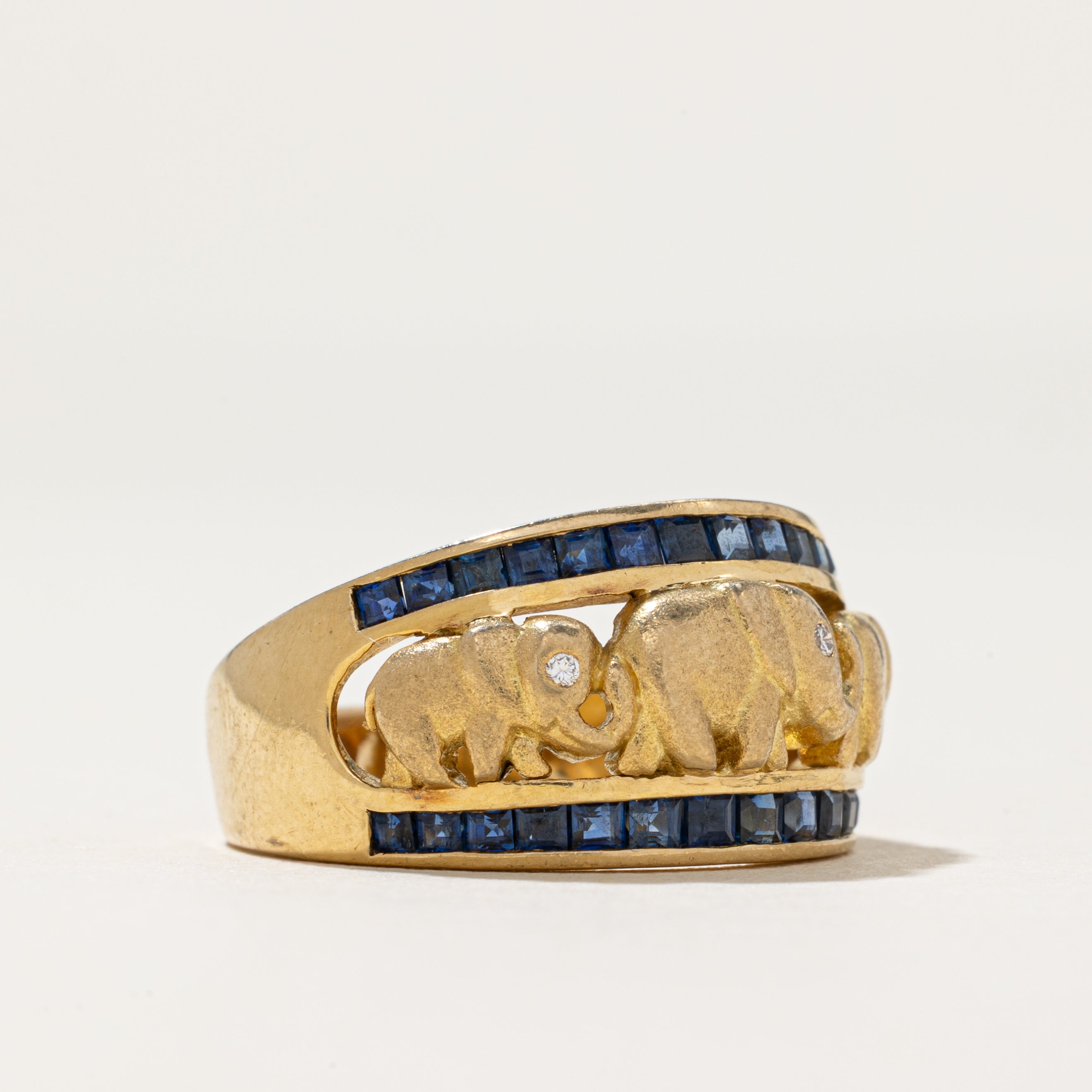 Sapphire & Diamond Elephant Ring | 0.86ctw, 0.02ctw | SZ 8