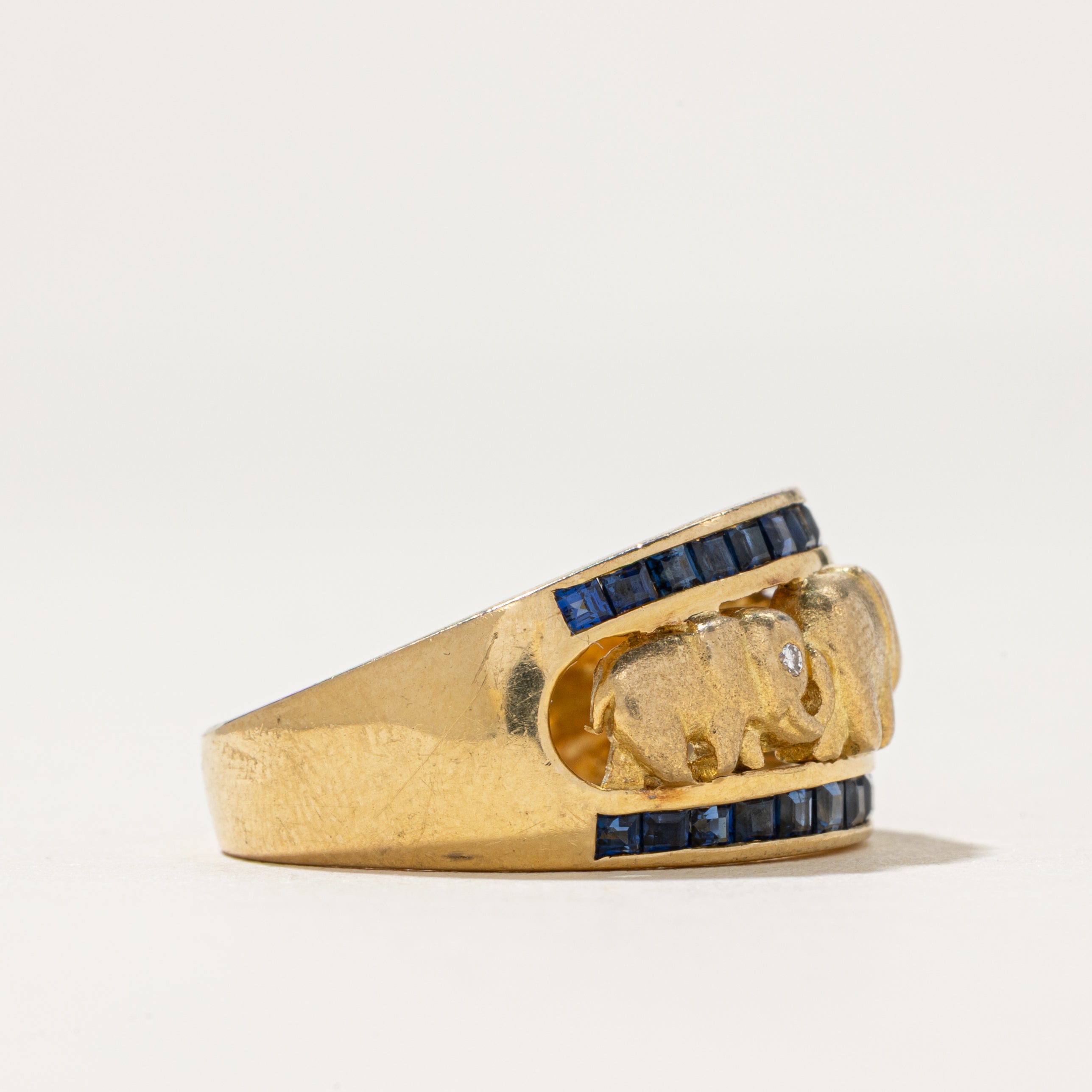 Sapphire & Diamond Elephant Ring | 0.86ctw, 0.02ctw | SZ 8