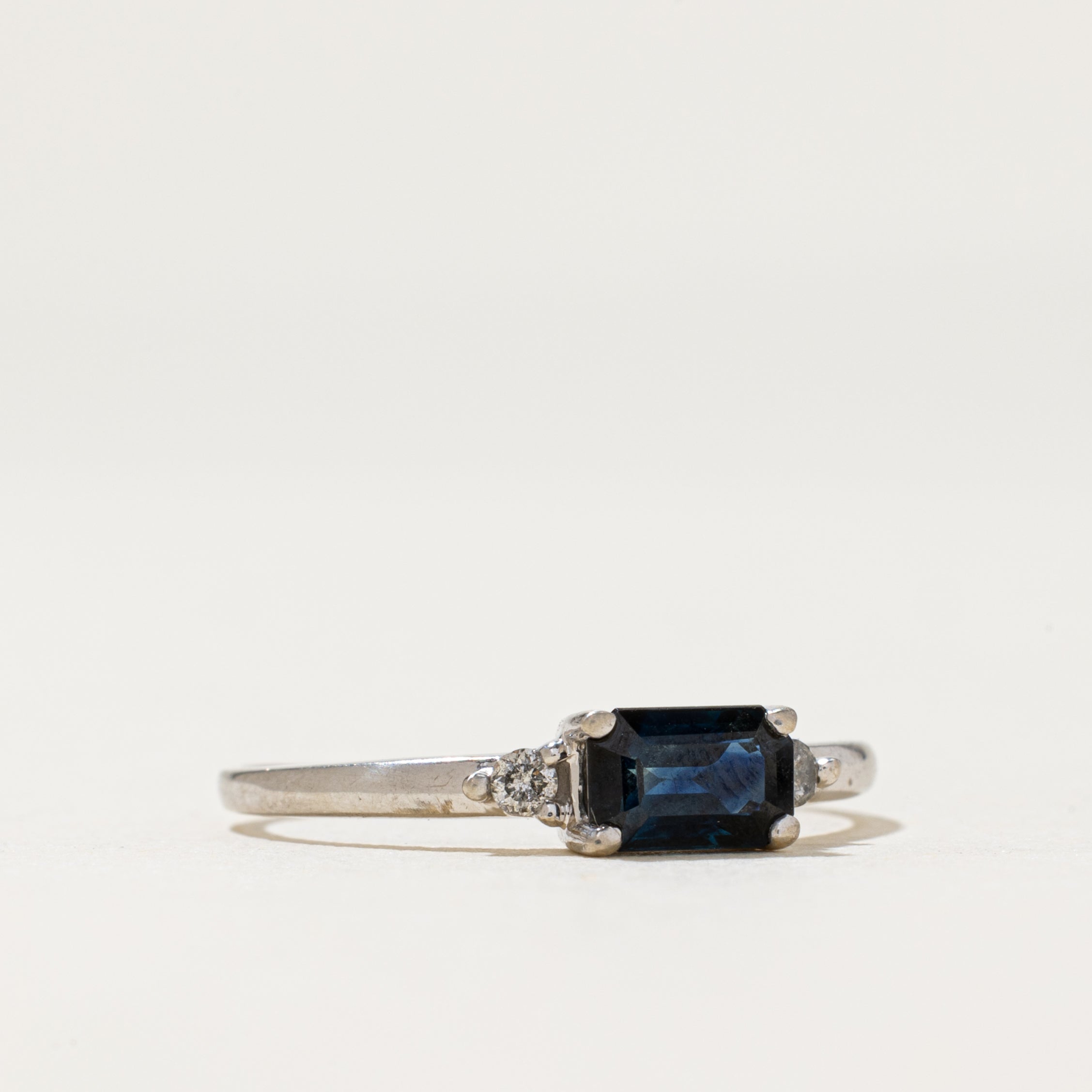 East West Sapphire & Diamond Ring | 0.70ct, 0.05ctw | SZ 7