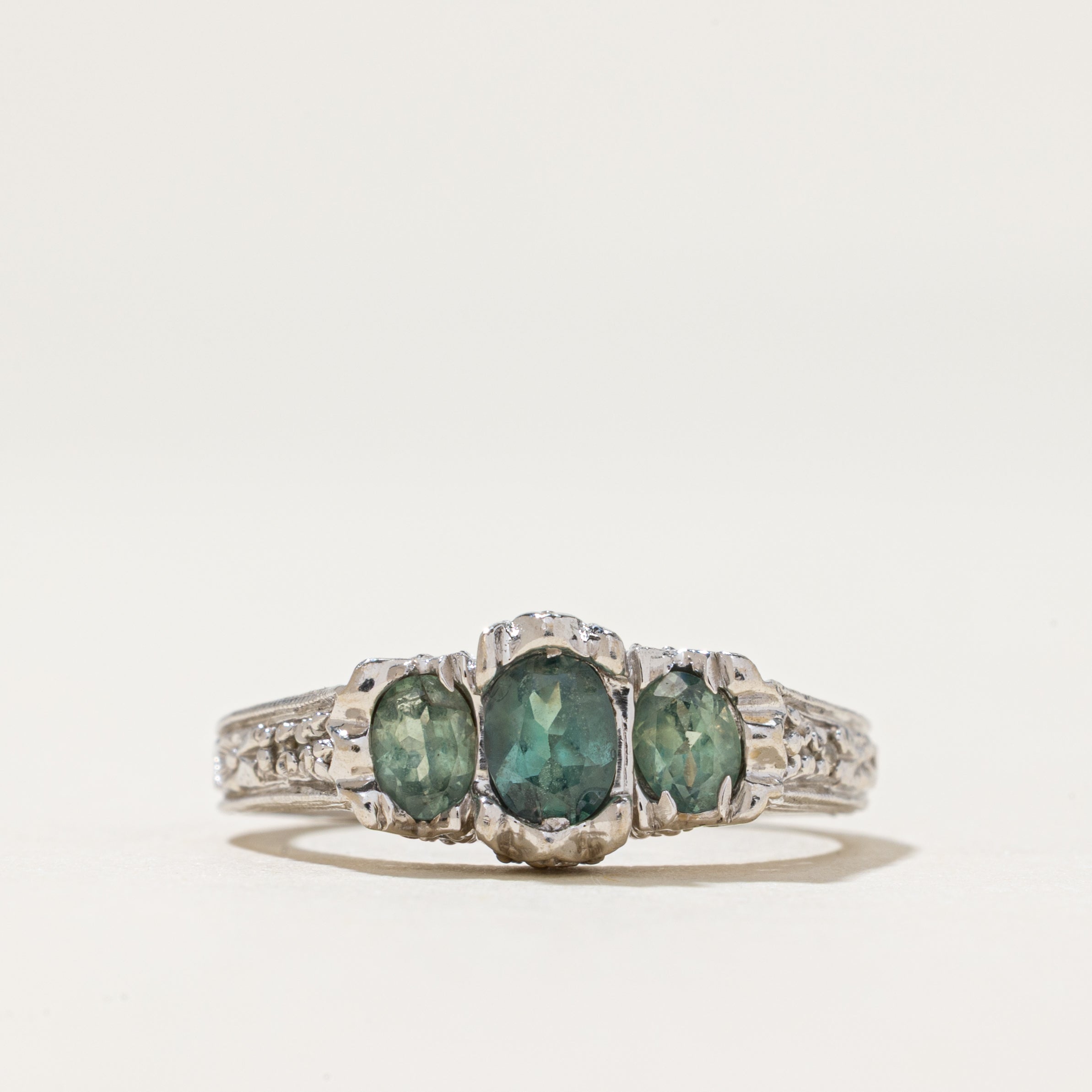Three Stone Chrysoberyl & Diamond Ring | 0.50ctw, 0.02ctw | SZ 6