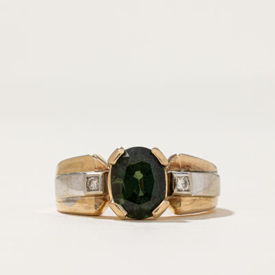 Two Tone Gold Green Sapphire & Diamond Ring | 2.00ct, 0.03ctw | SZ 7.5