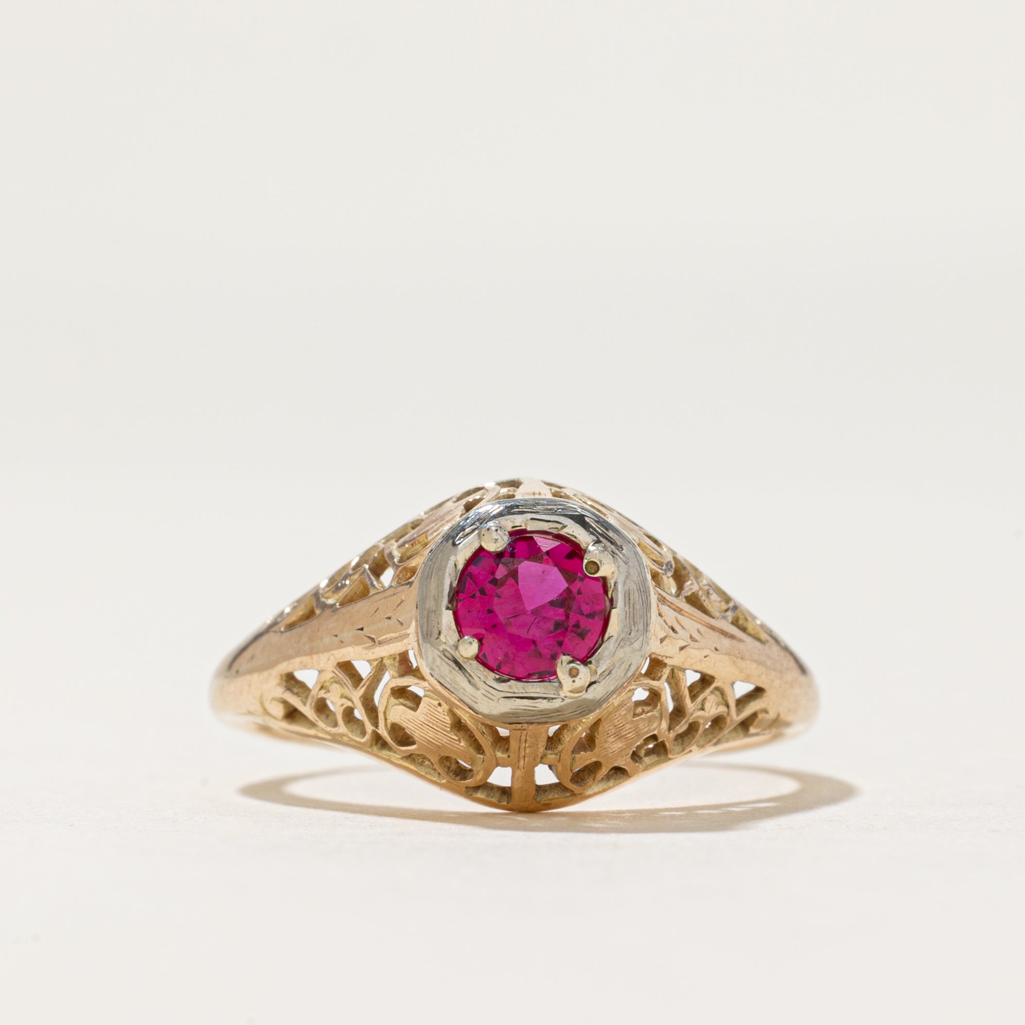 Synthetic Ruby Openwork Dome Ring | 0.30ct | SZ 6