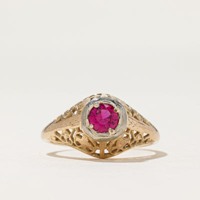 Synthetic Ruby Openwork Dome Ring | 0.30ct | SZ 6
