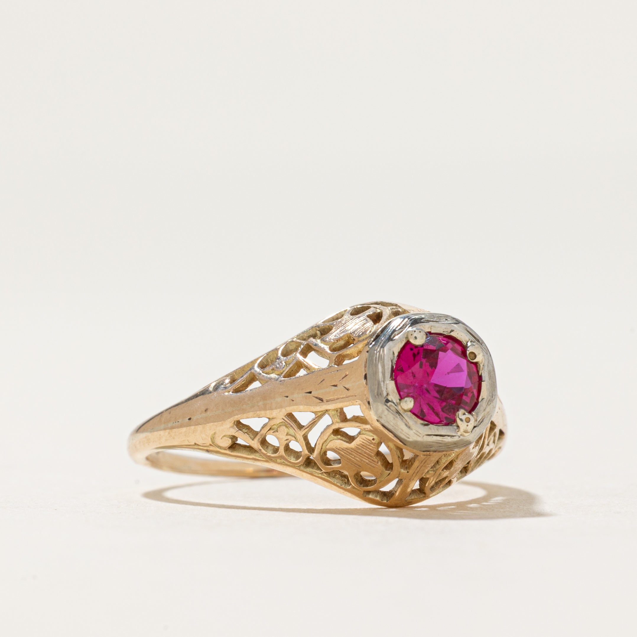 Synthetic Ruby Openwork Dome Ring | 0.30ct | SZ 6