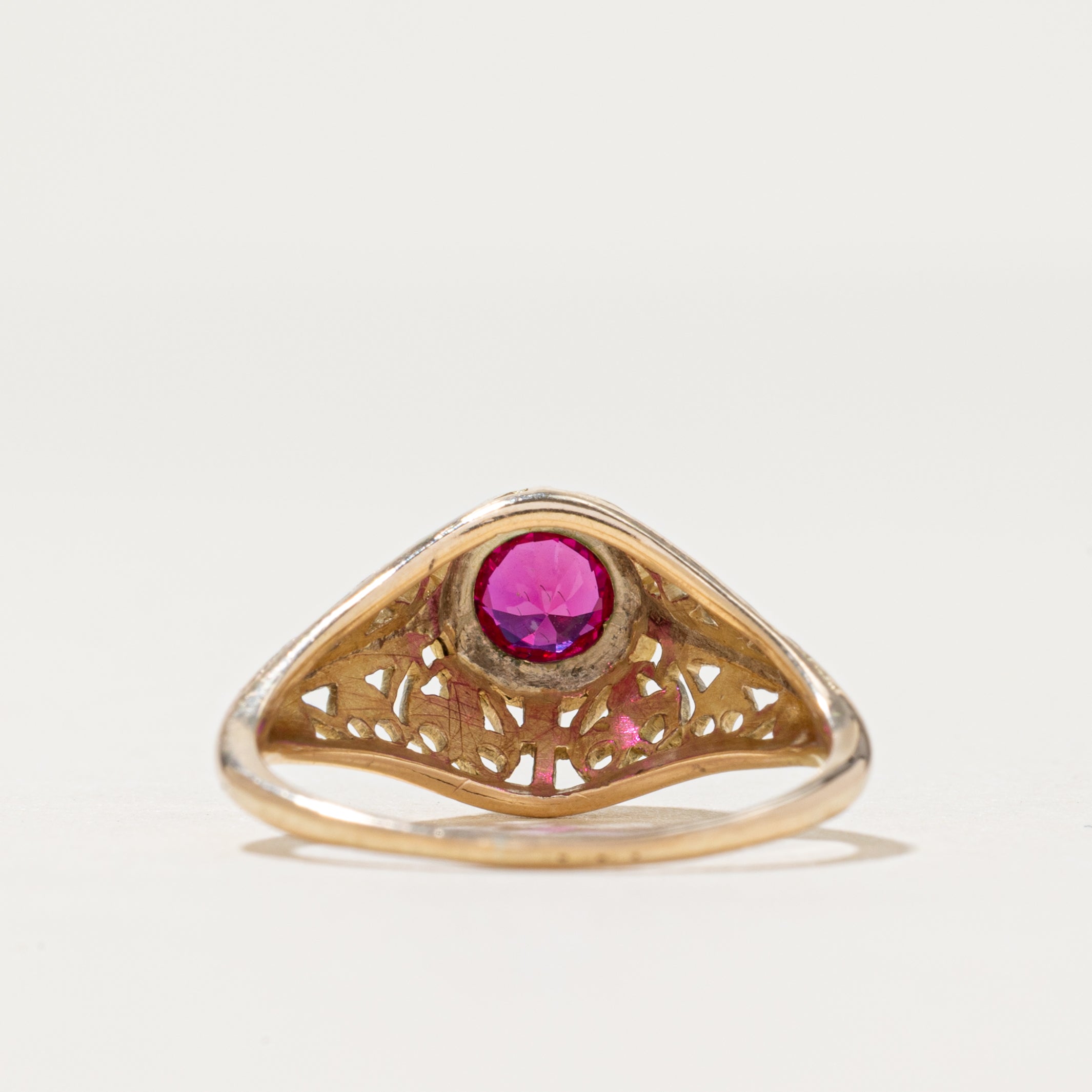Synthetic Ruby Openwork Dome Ring | 0.30ct | SZ 6