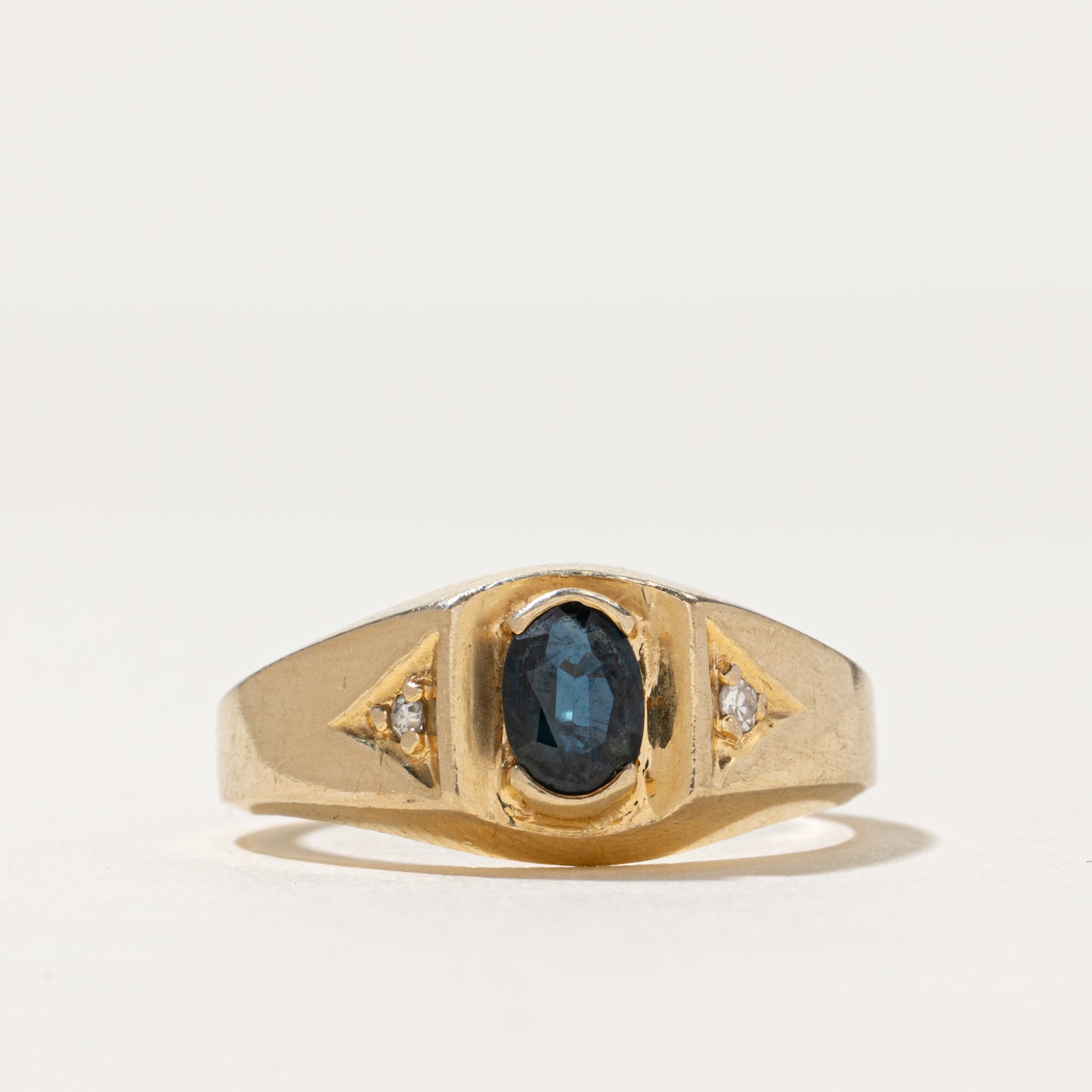 Oval Cut Sapphire & Diamond Ring | 0.36ct, 0.01ctw | SZ 7.75
