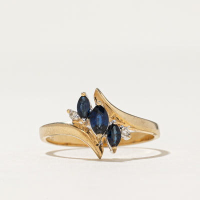 Marquise Cut Sapphire & Diamond Bypass Ring | 0.32ctw, 0.01ctw | SZ 7