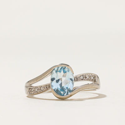 Semi Bezel Topaz & Diamond Bypass Ring | 1.10ct, 0.03ctw | SZ 7.25