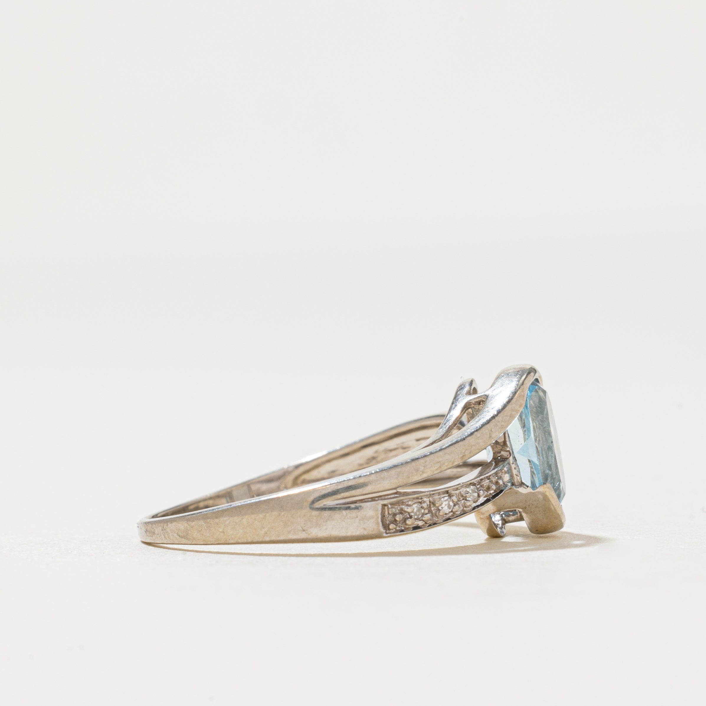 Semi Bezel Topaz & Diamond Bypass Ring | 1.10ct, 0.03ctw | SZ 7.25