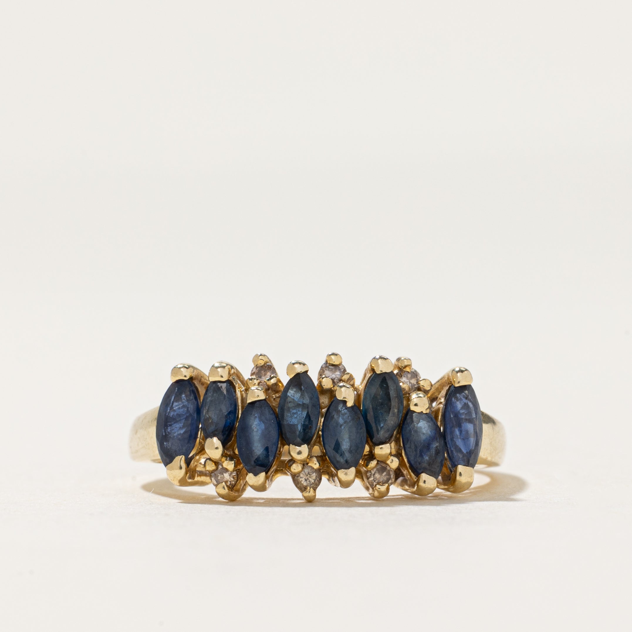 Marquise Cut Sapphire & Diamond Ring | 0.64ctw, 0.03ctw | SZ 6