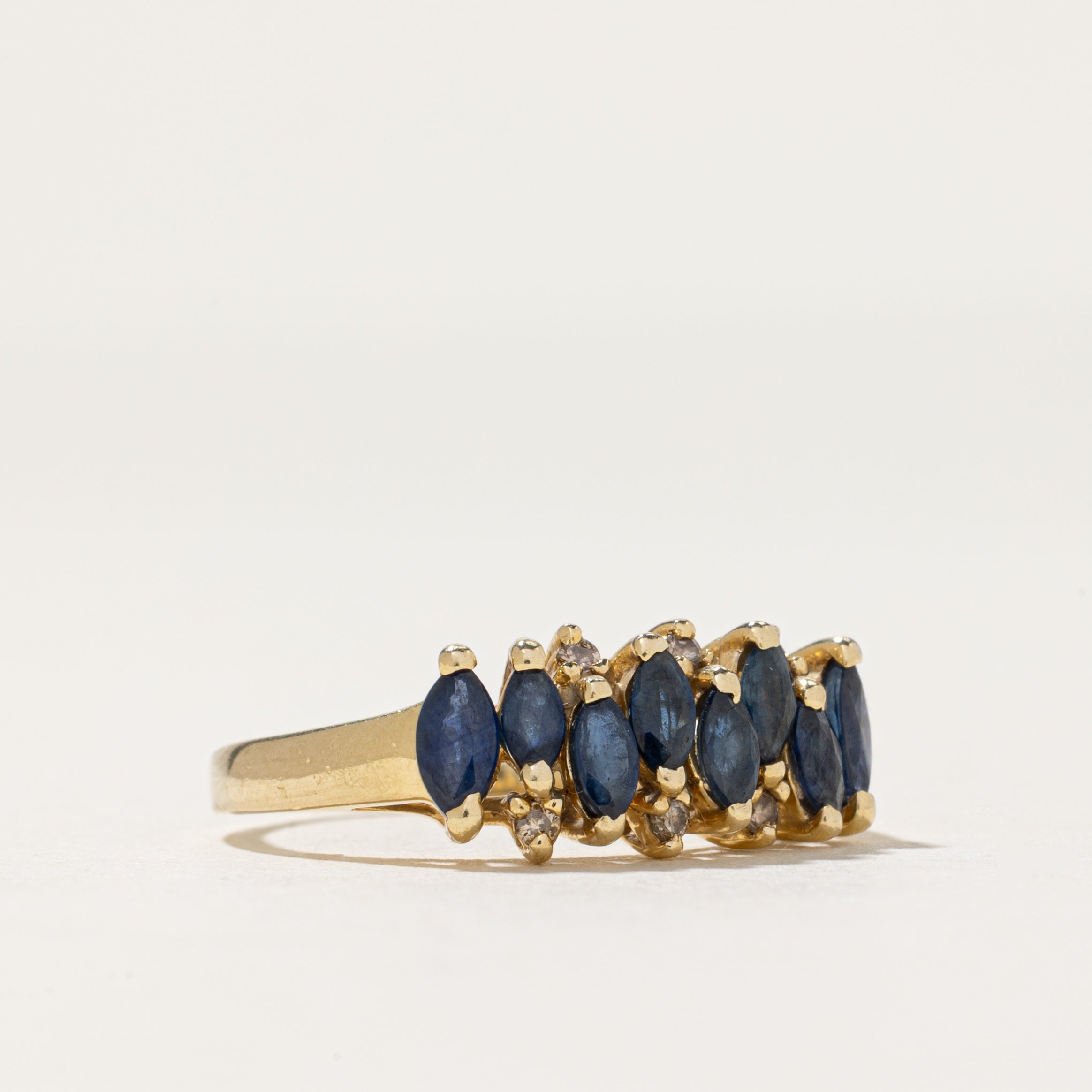Marquise Cut Sapphire & Diamond Ring | 0.64ctw, 0.03ctw | SZ 6