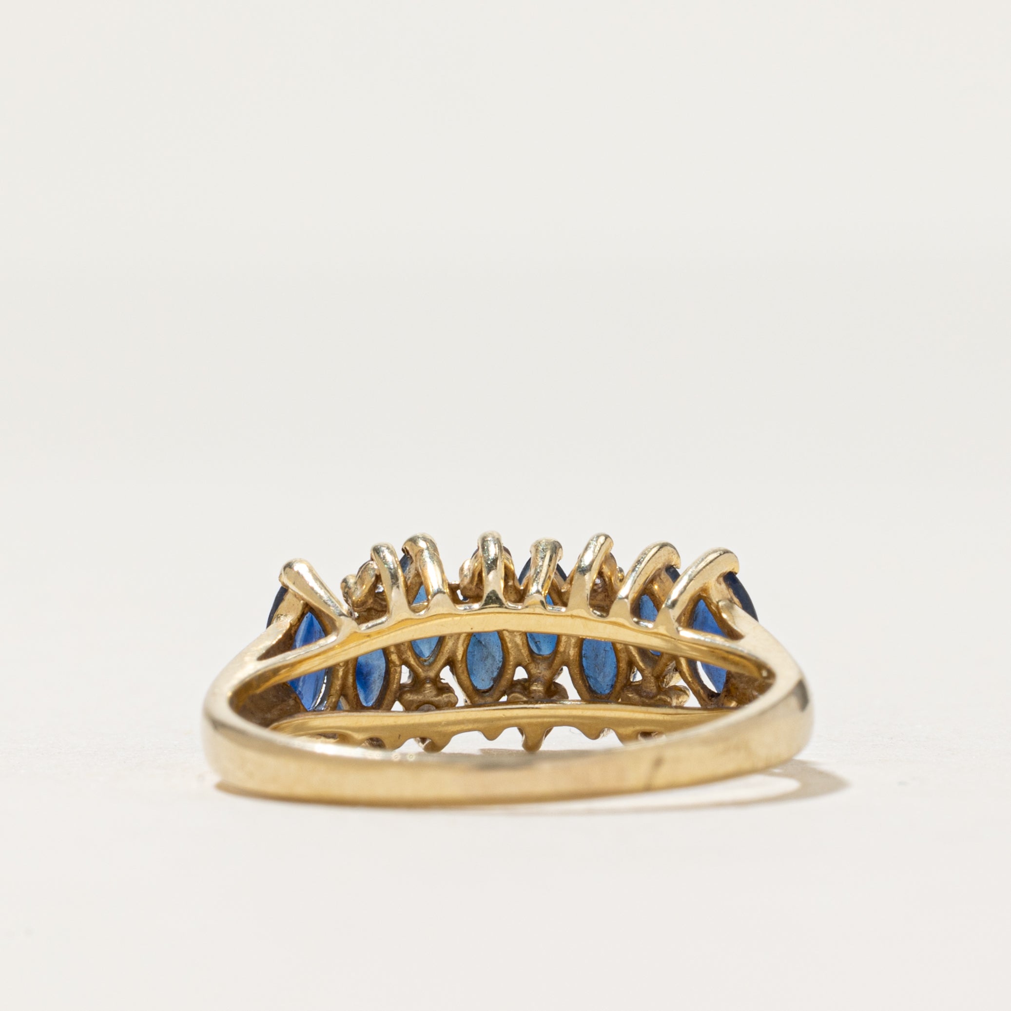 Marquise Cut Sapphire & Diamond Ring | 0.64ctw, 0.03ctw | SZ 6