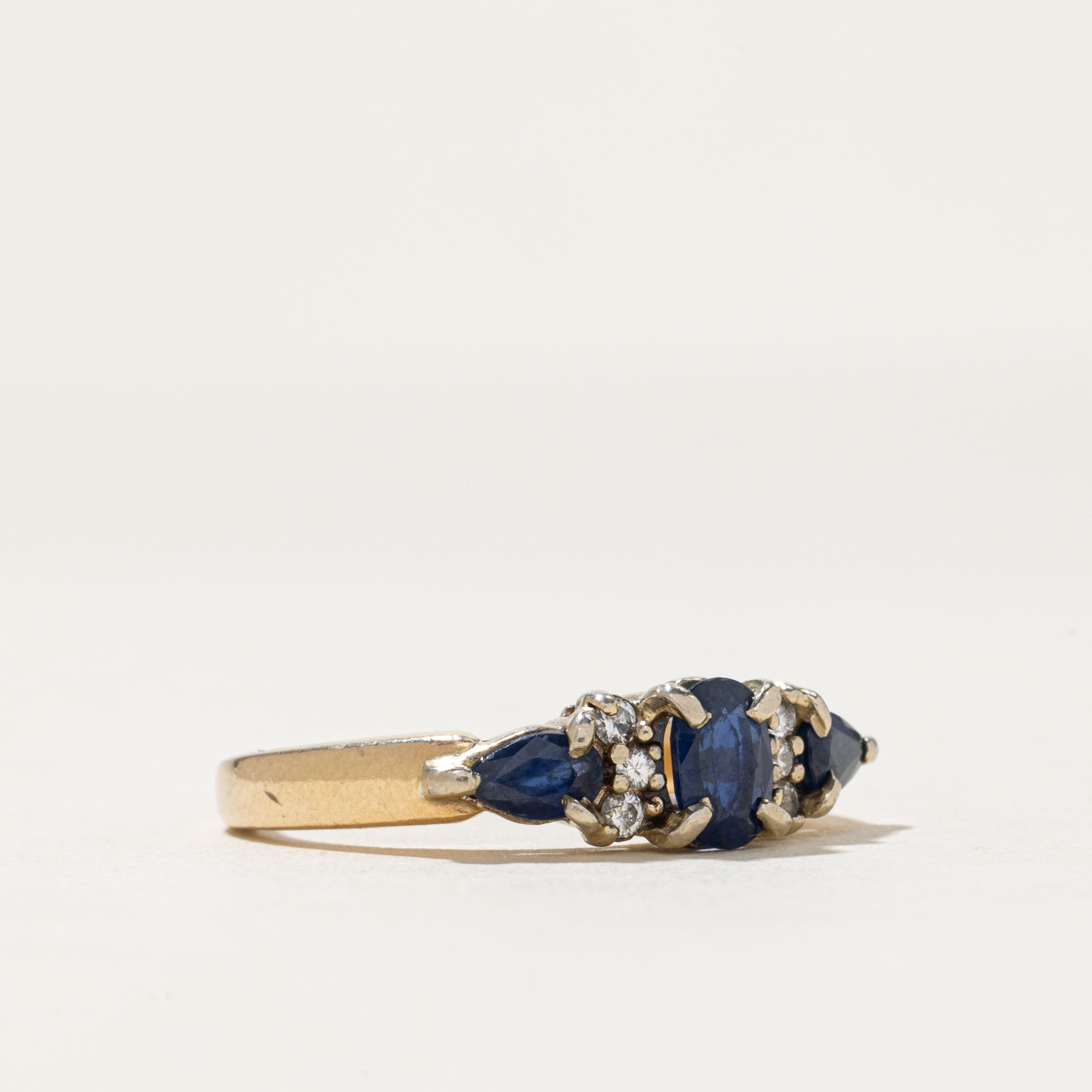 Mixed Cut Sapphire & Diamond Ring | 0.92ctw, 0.06ctw | SZ 7.5