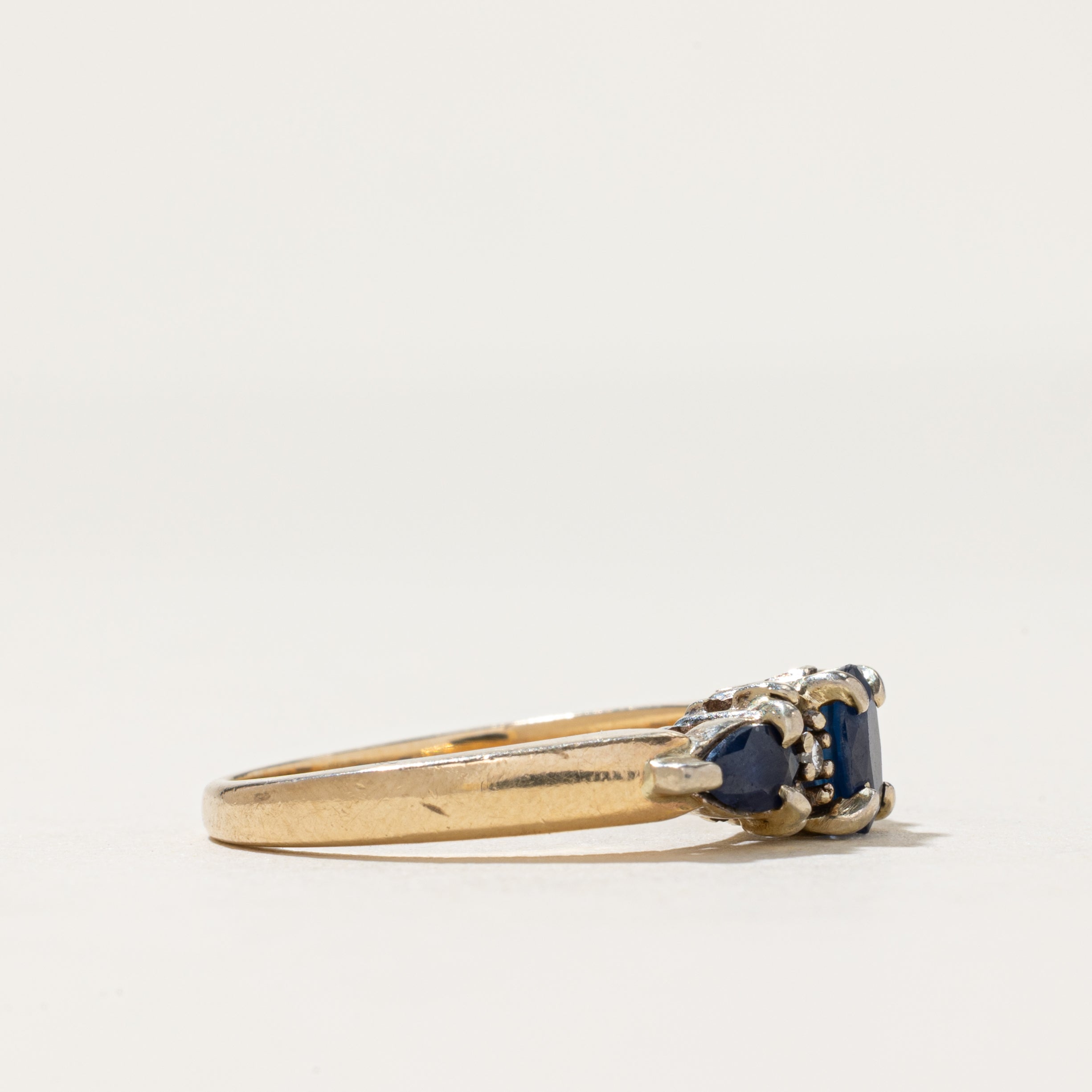 Mixed Cut Sapphire & Diamond Ring | 0.92ctw, 0.06ctw | SZ 7.5