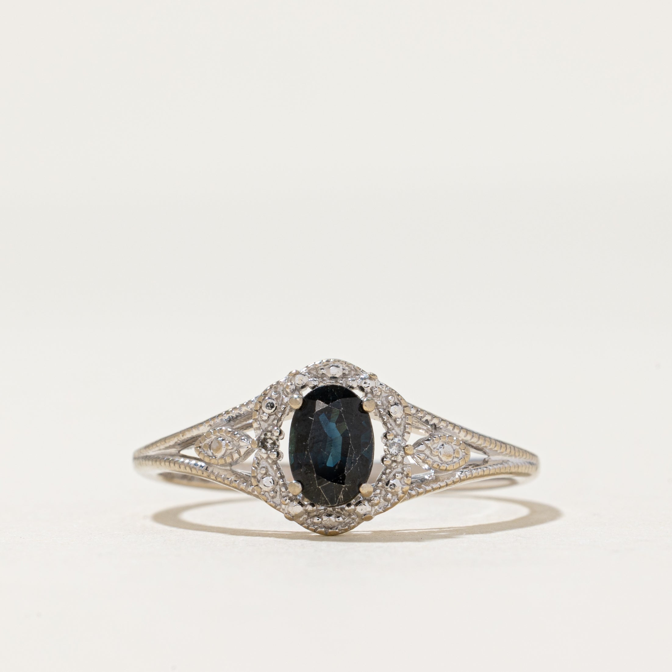 Sapphire & Diamond Openwork Tapered Ring | 0.50ct, 0.01ctw | SZ 8