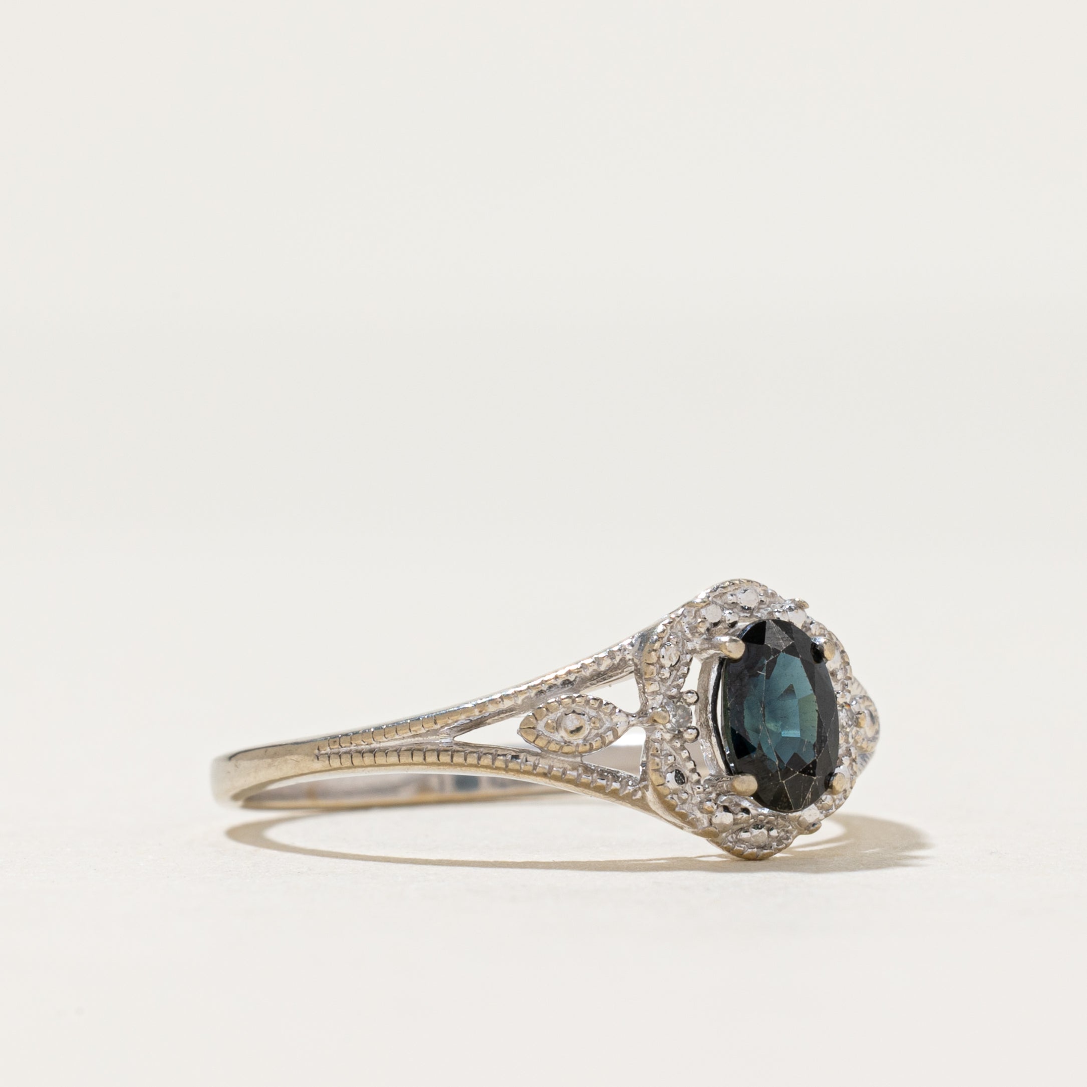 Sapphire & Diamond Openwork Tapered Ring | 0.50ct, 0.01ctw | SZ 8