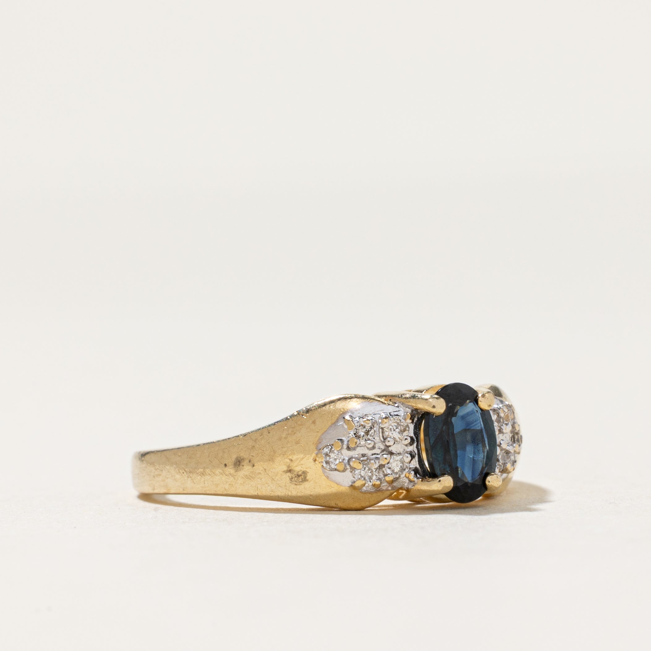 Oval Cut Sapphire & Diamond Ring | 0.50ct, 0.06ctw | SZ 6.25