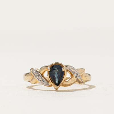 Pear Cut Sapphire & Diamond Cross Over Ring | 0.48ct, 0.01ctw | SZ 6.75