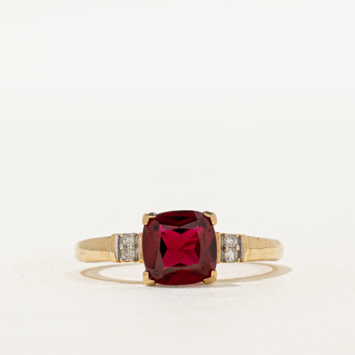 Synthetic Ruby & Natural Diamond Ring | 2.00ct, 0.04ctw | SZ 7.5