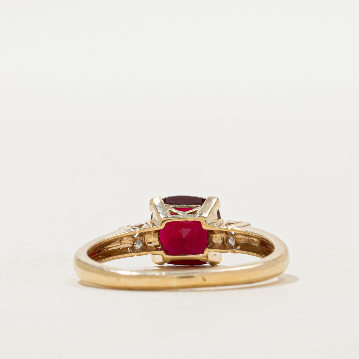 Synthetic Ruby & Natural Diamond Ring | 2.00ct, 0.04ctw | SZ 7.5
