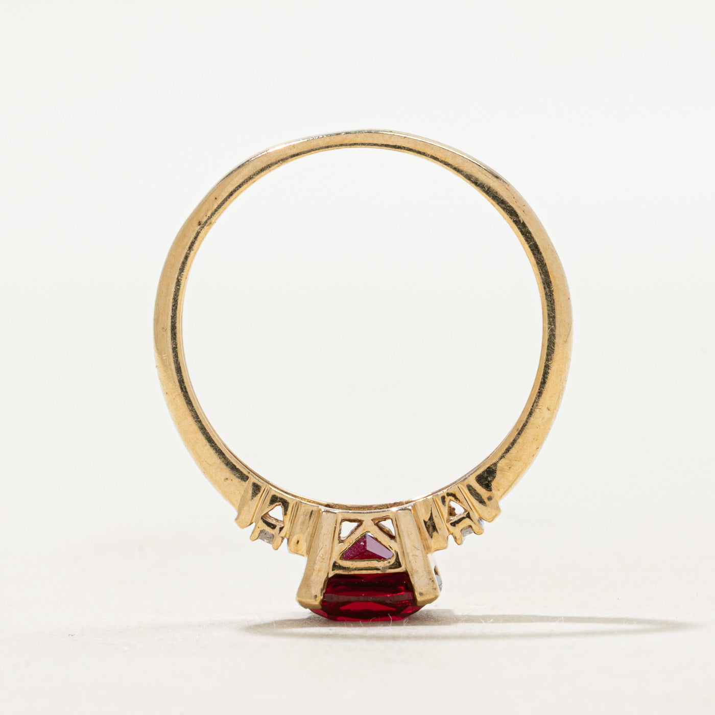 Synthetic Ruby & Natural Diamond Ring | 2.00ct, 0.04ctw | SZ 7.5