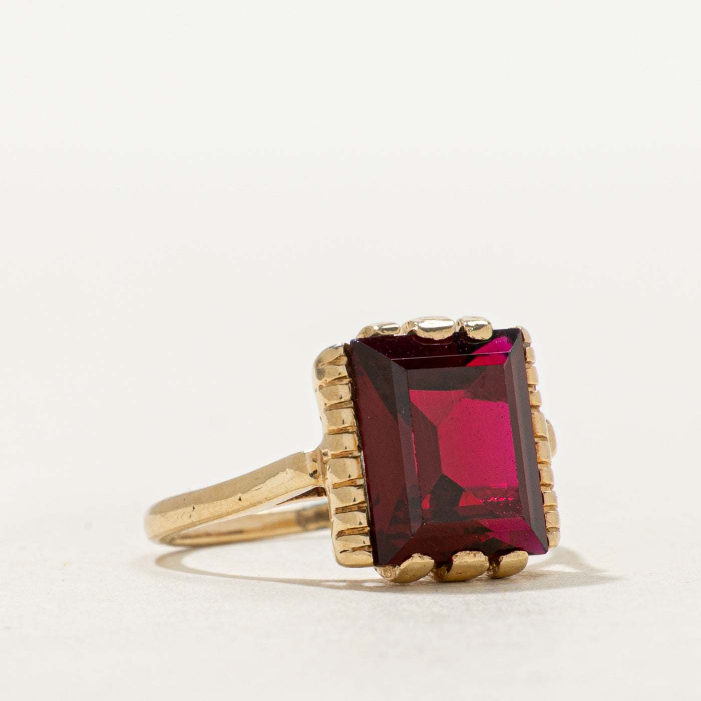 Rectangle Cut Synthetic Ruby Ring | 4.00ct | SZ 5.25