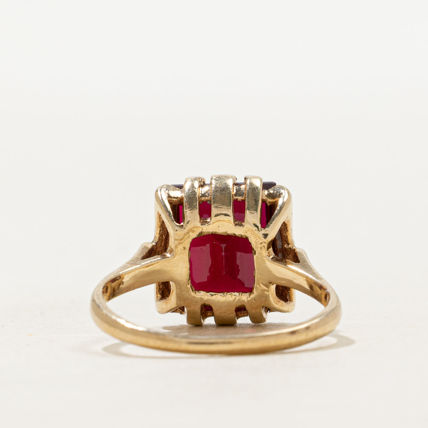 Rectangle Cut Synthetic Ruby Ring | 4.00ct | SZ 5.25