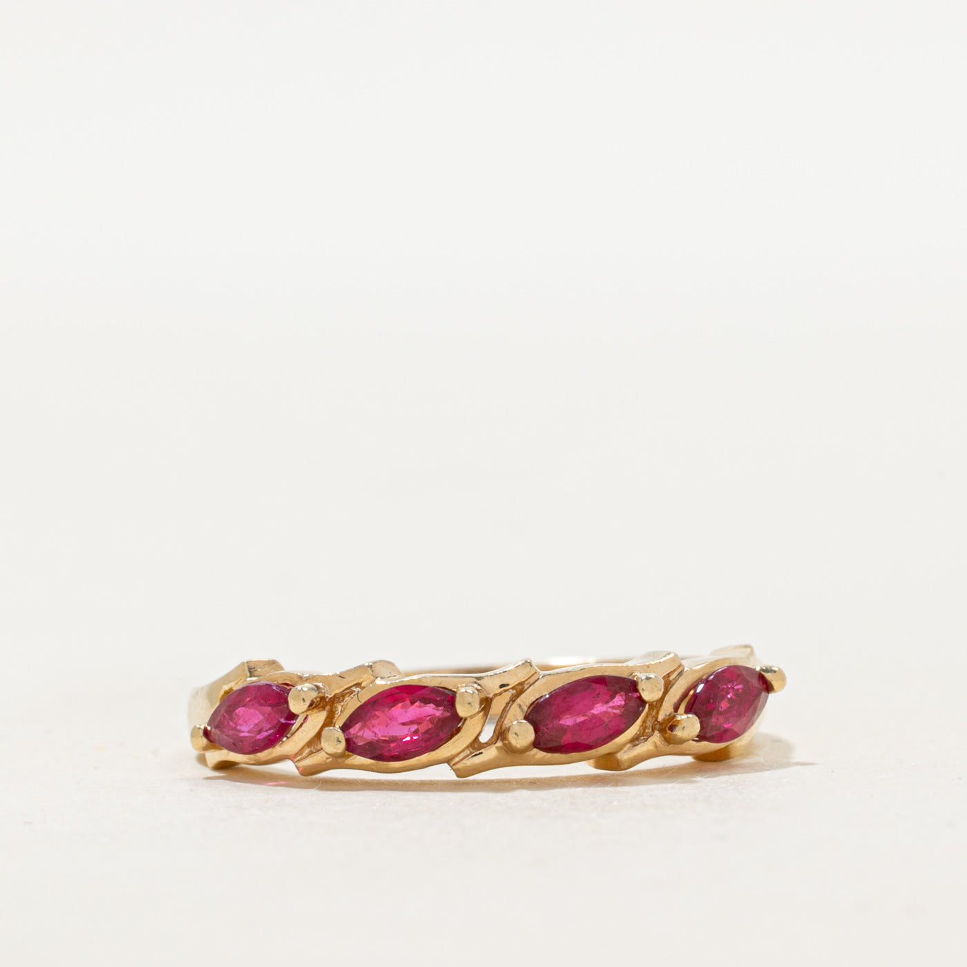 Four Stone Marquise Cut Ruby Band | 0.64ctw | SZ 7.75