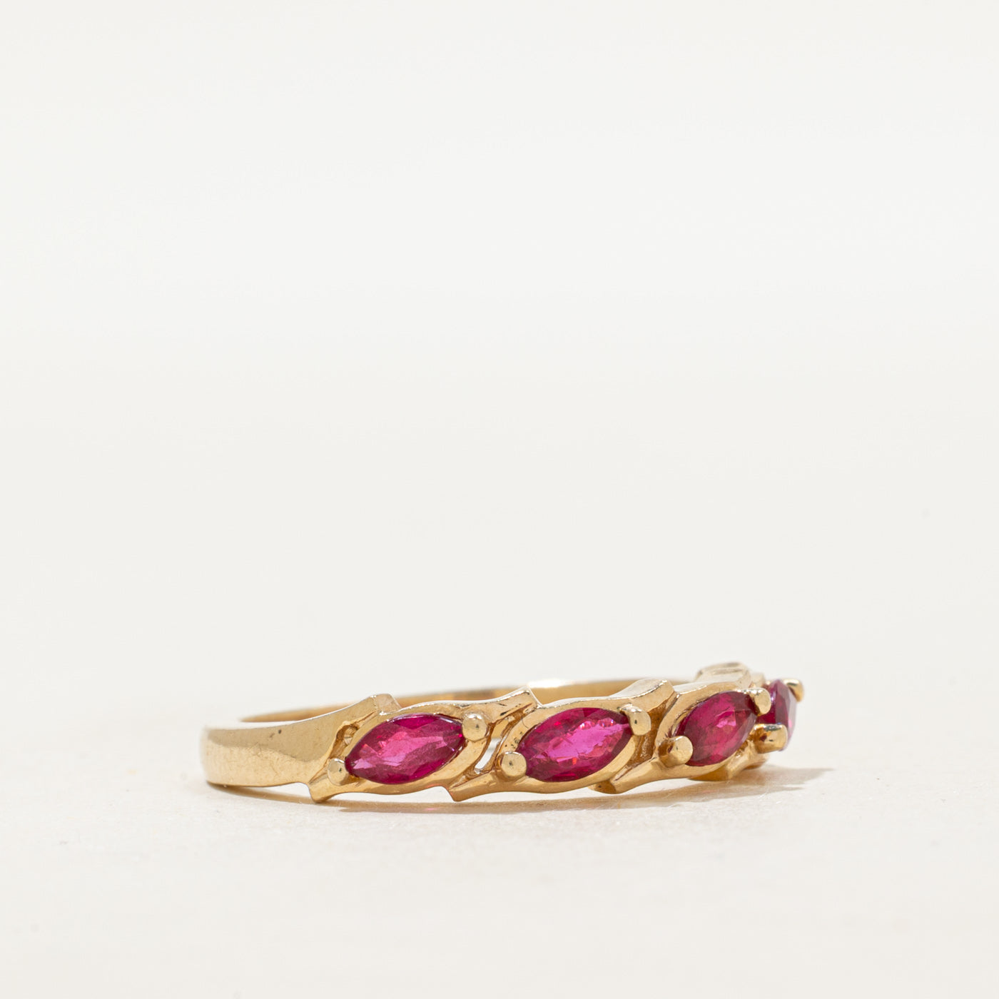 Four Stone Marquise Cut Ruby Band | 0.64ctw | SZ 7.75