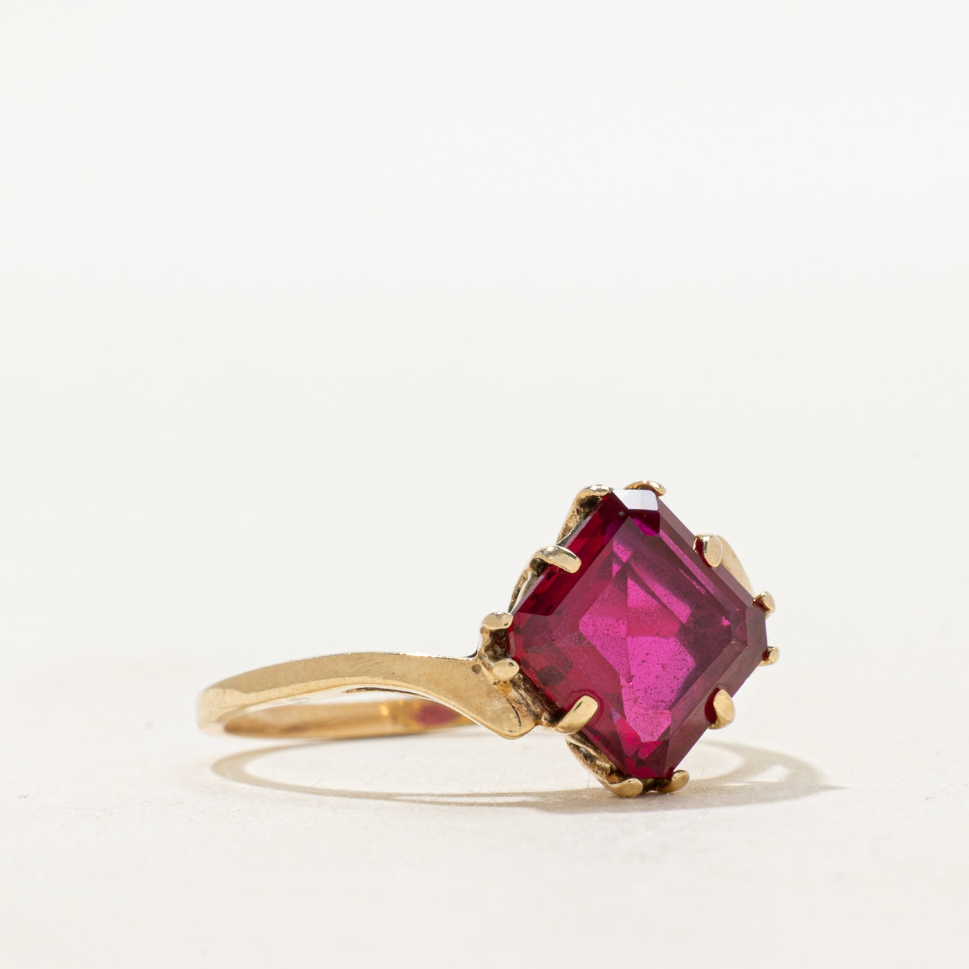 Synthetic Ruby Bypass Ring | 2.50ct | SZ 7.5