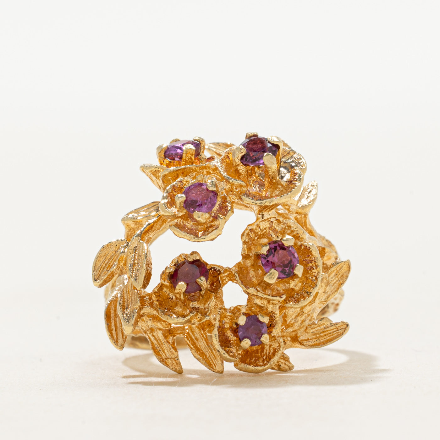 Scattered Ruby Floral Cocktail Ring | 0.70ctw | SZ 3