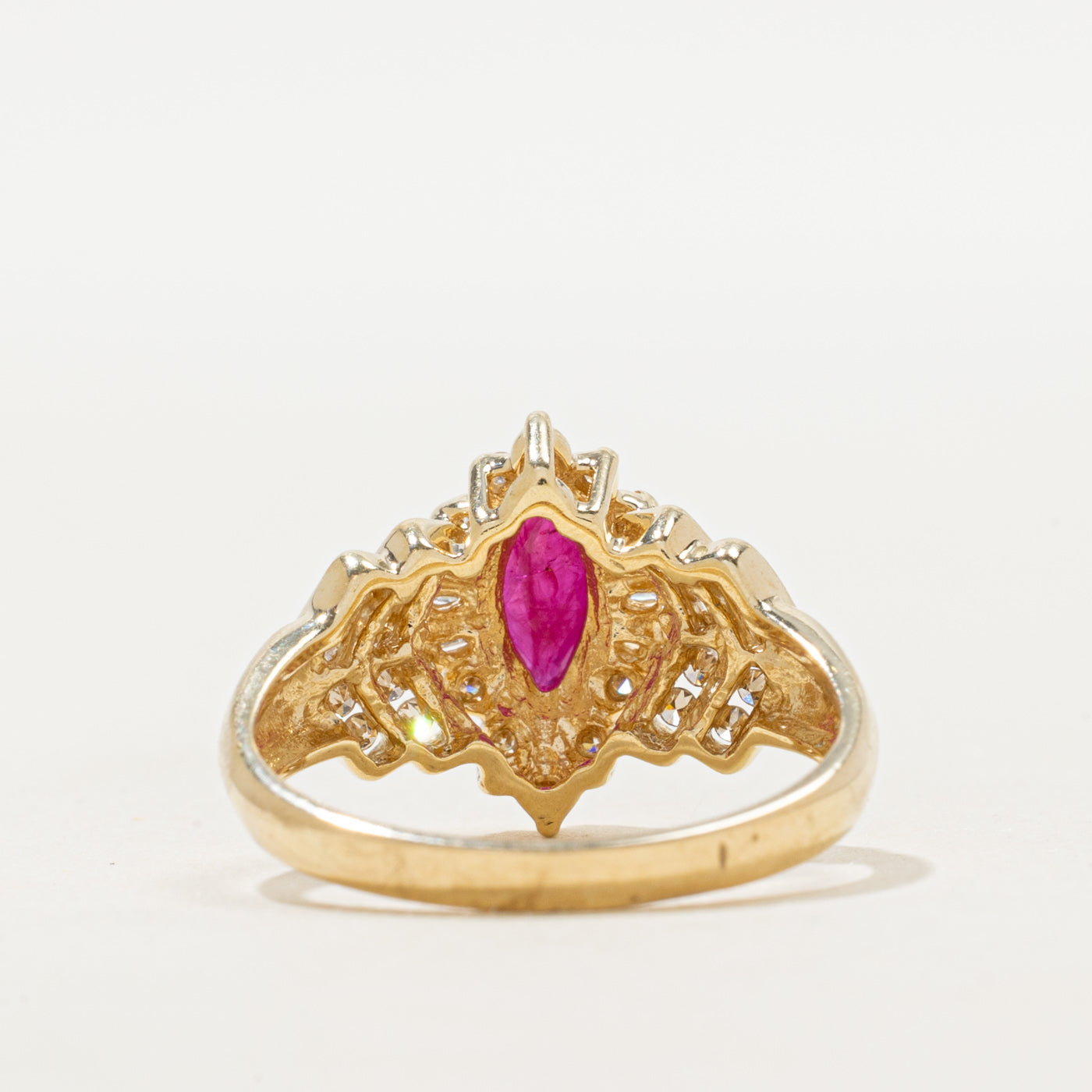 Marquise Cut Ruby & Diamond Ring | 0.50ct, 0.27ctw | SZ 8.5