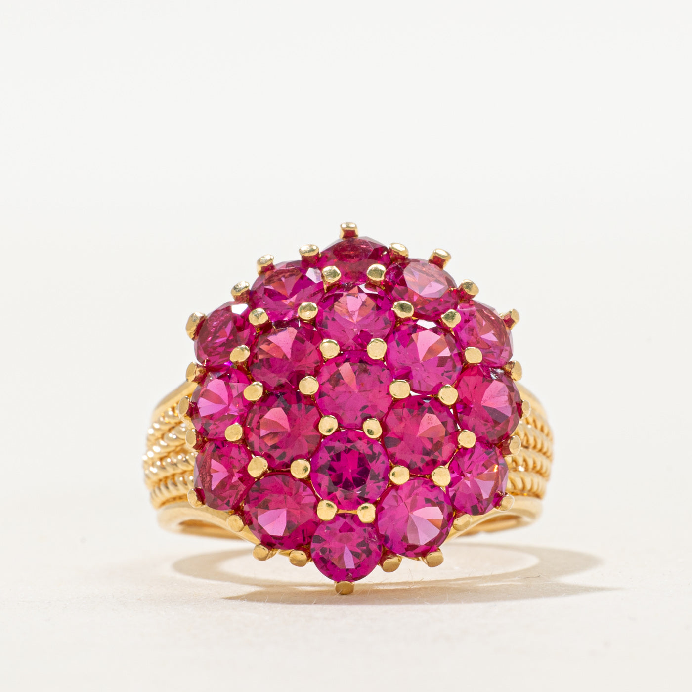 18k Synthetic Ruby Cluster Cocktail Ring | 3.80ctw | SZ 5.75