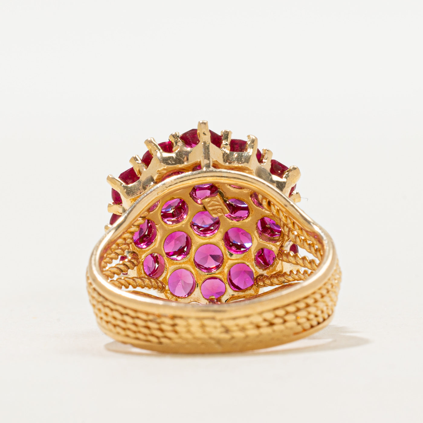 18k Synthetic Ruby Cluster Cocktail Ring | 3.80ctw | SZ 5.75
