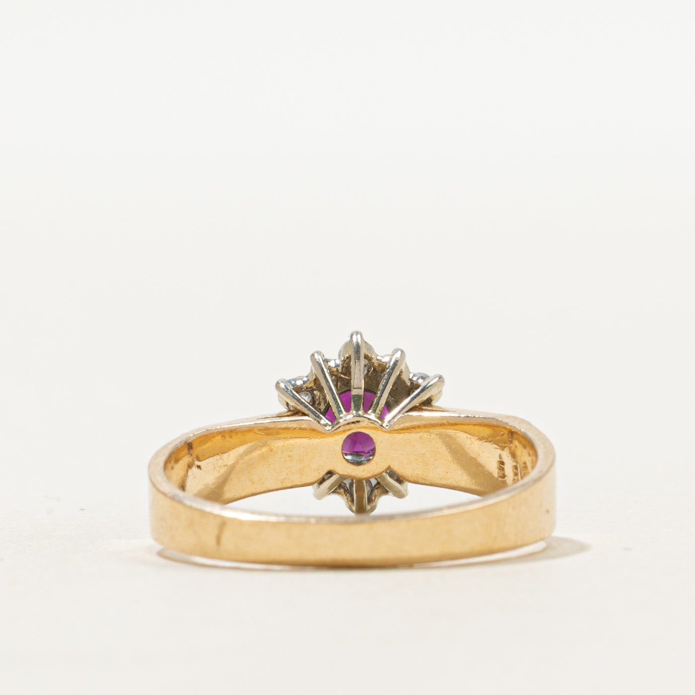 Ruby & Diamond Halo Textured Ring | 0.51ct, 0.18ctw | SZ 6.5