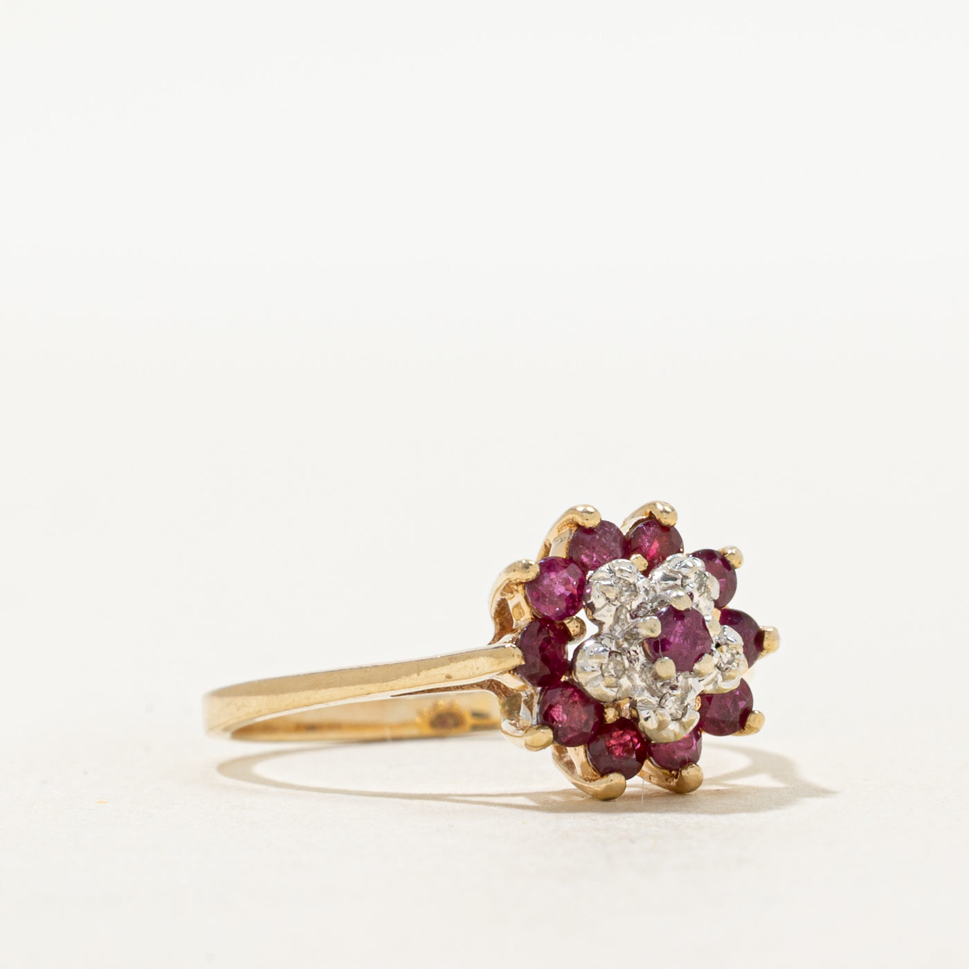 Ruby & Diamond Petal Cluster Ring | 0.80ctw, 0.02ctw | SZ 7.5