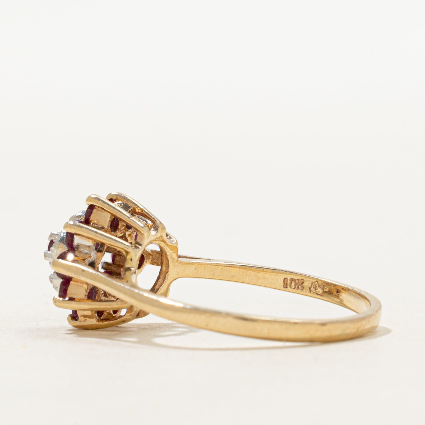 Ruby & Diamond Petal Cluster Ring | 0.80ctw, 0.02ctw | SZ 7.5