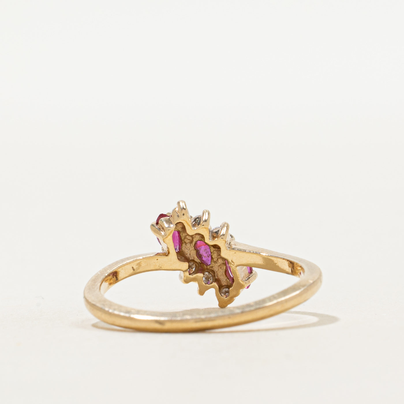 Marquise Cut Ruby & Diamond Waterfall Ring | 0.20ctw, 0.09ctw | SZ 6.25
