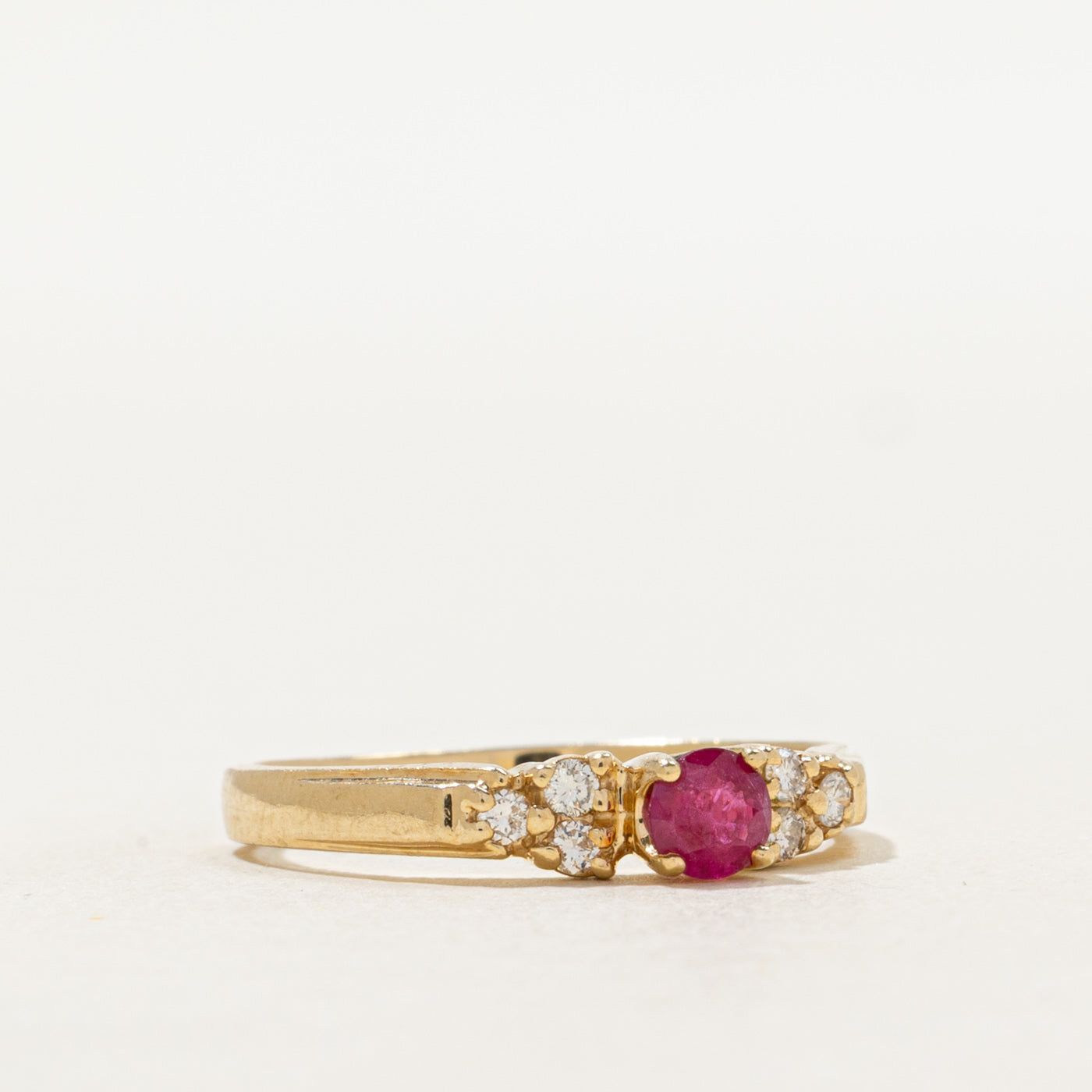Ruby & Diamond Accented Petite Ring | 0.30ct, 0.12ctw | SZ 7.25