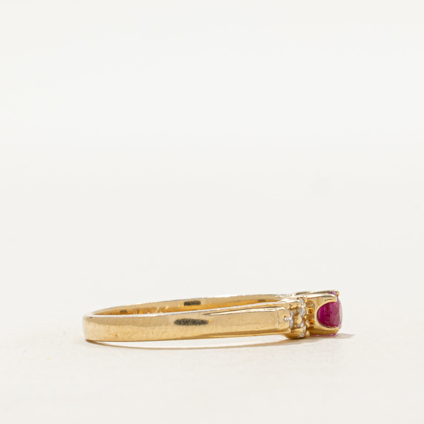 Ruby & Diamond Accented Petite Ring | 0.30ct, 0.12ctw | SZ 7.25