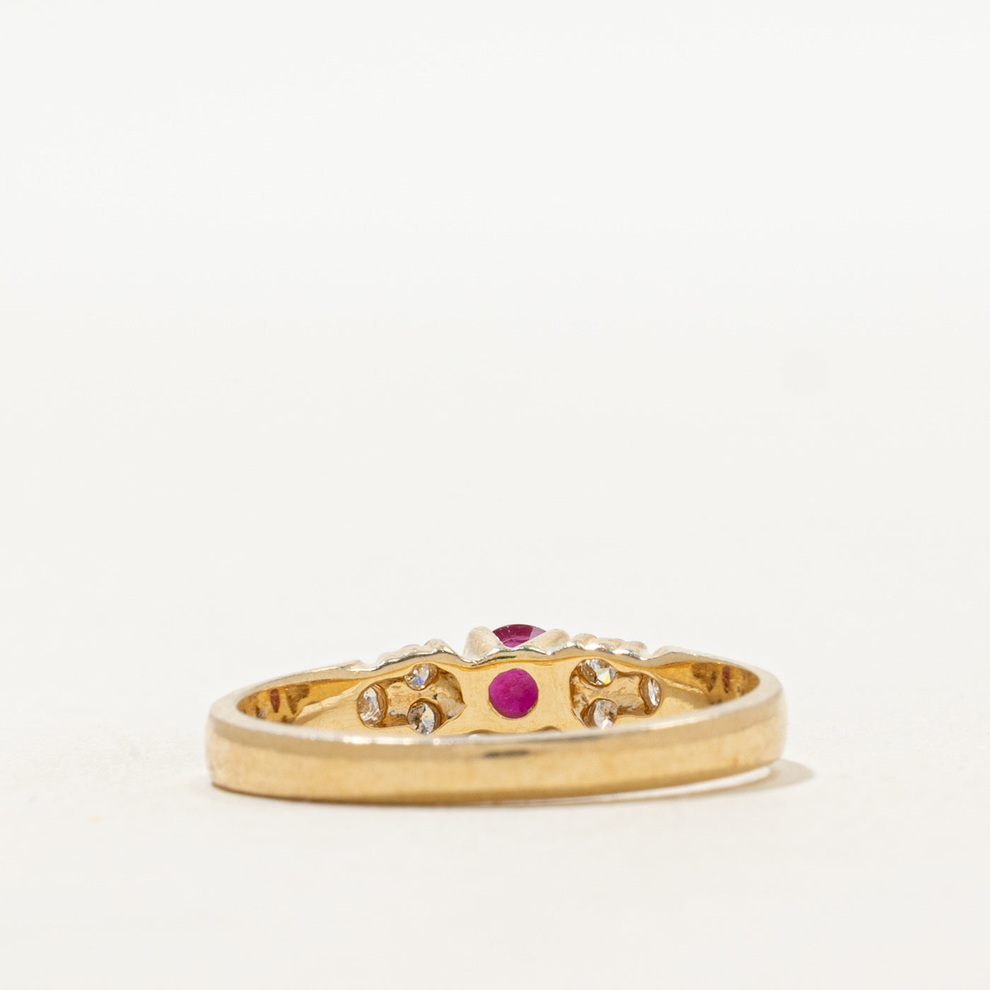 Ruby & Diamond Accented Petite Ring | 0.30ct, 0.12ctw | SZ 7.25
