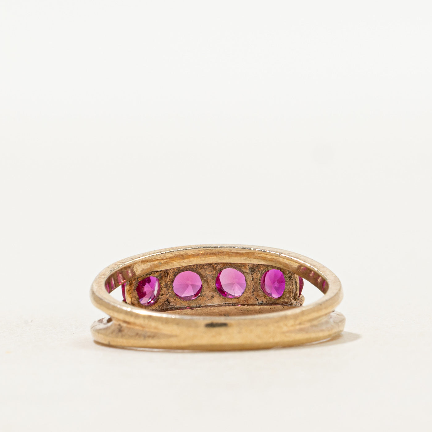 Four Stone Synthetic Ruby Open Shank Ring | 0.75ctw | SZ 6.25