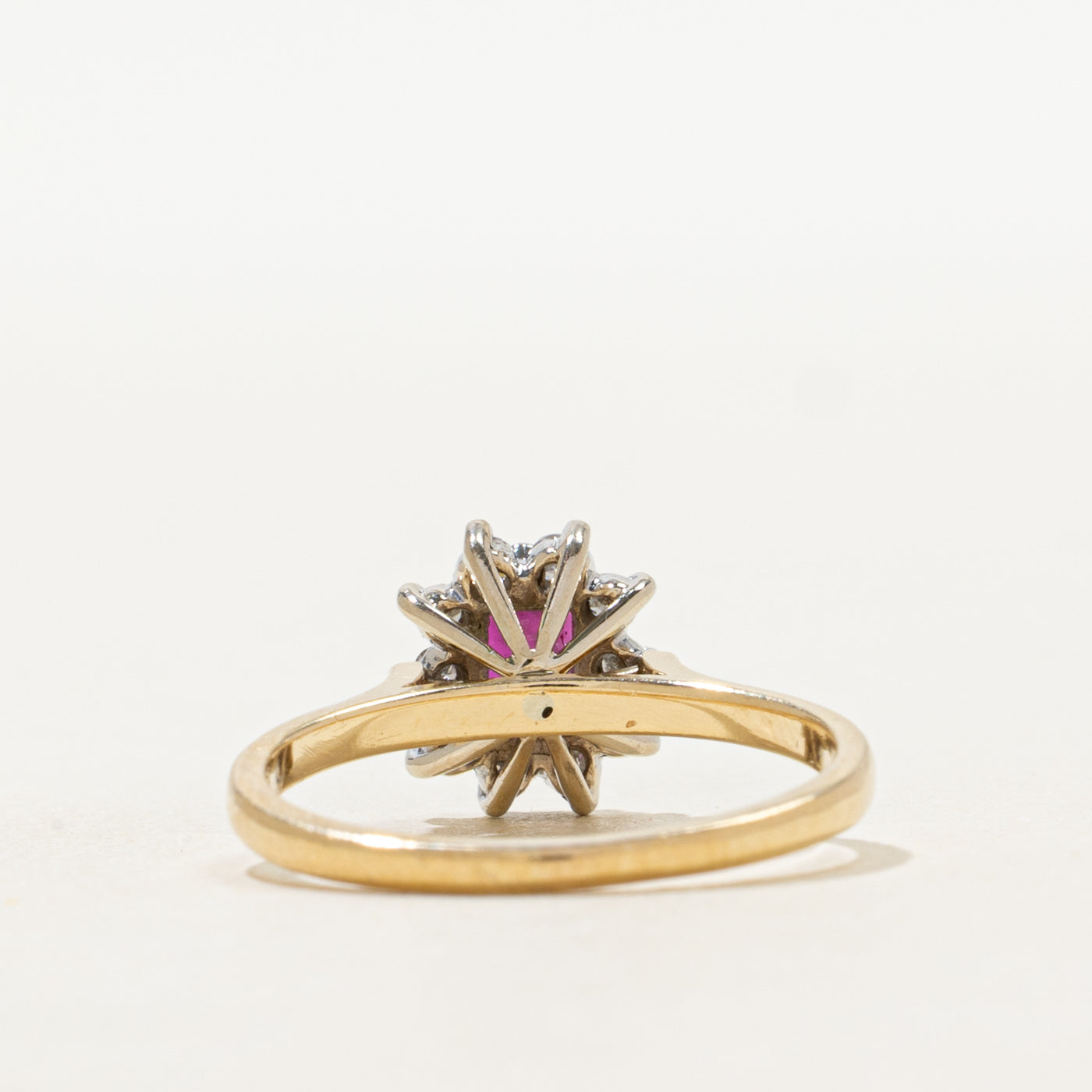 Oval Cut Ruby & Diamond Petal Halo Ring | 0.50ct, 0.20ctw | SZ 6