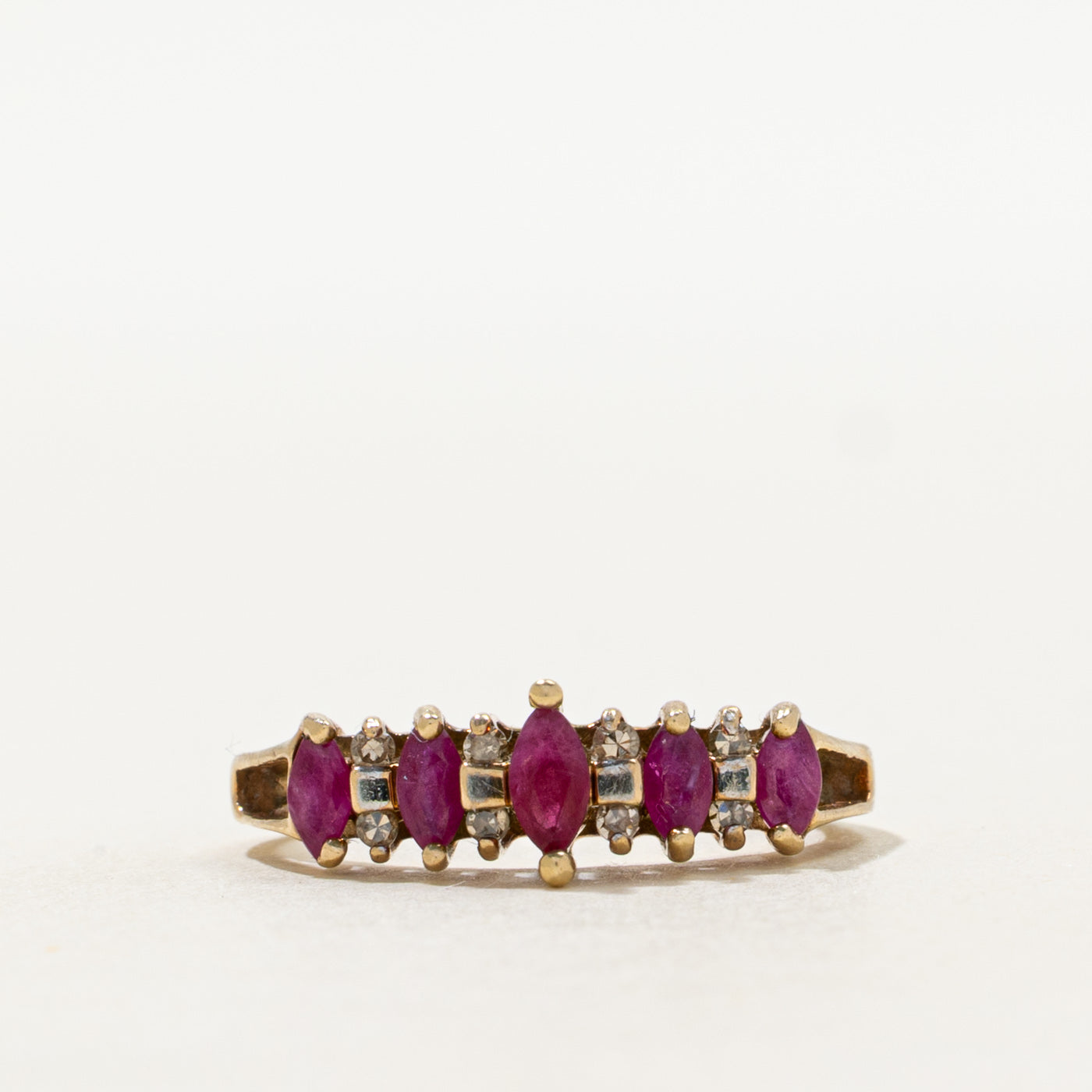 Five Stone Ruby & Diamond Ring | 0.40ctw, 0.08ctw | SZ 5