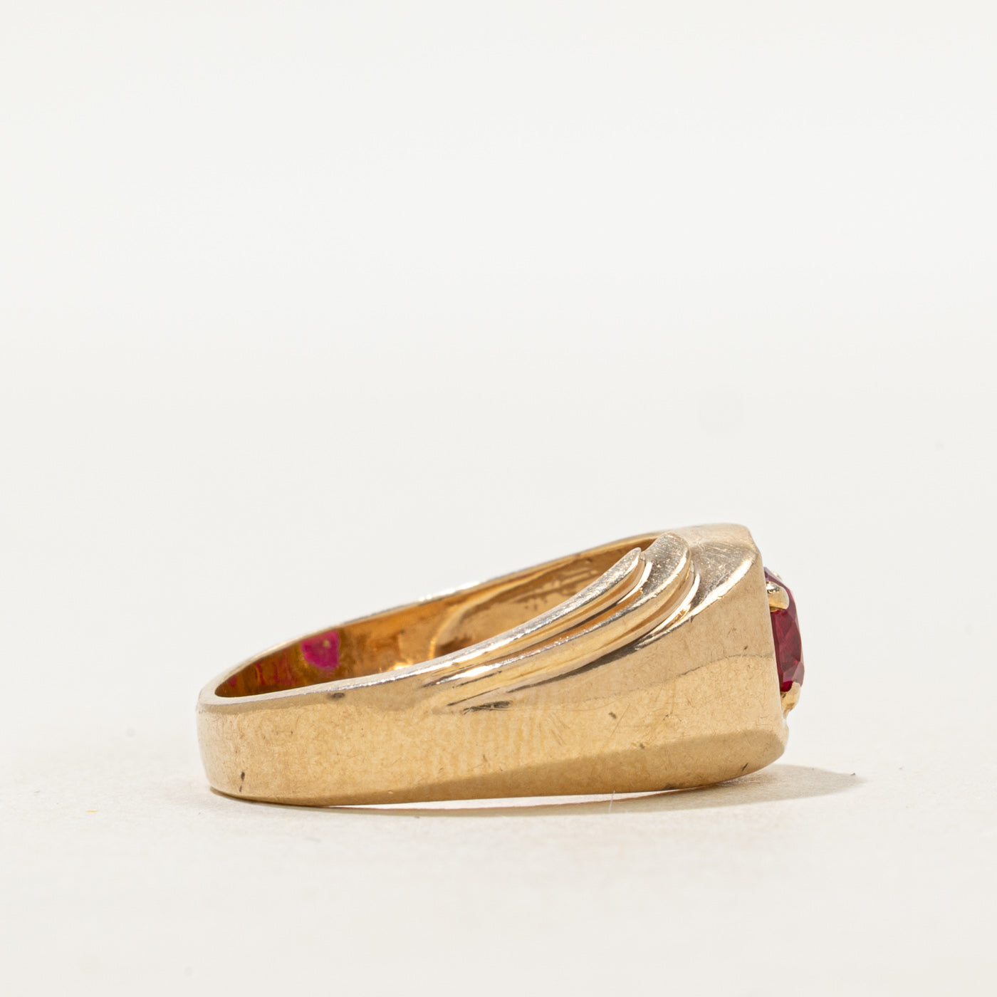 Synthetic Ruby Grooved Ring | 0.70ct | SZ 7.5