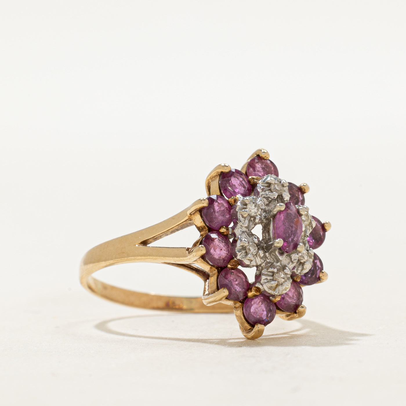 Basket Set Ruby & Diamond Cocktail Ring | 1.60ctw, 0.06ctw | SZ 9.75