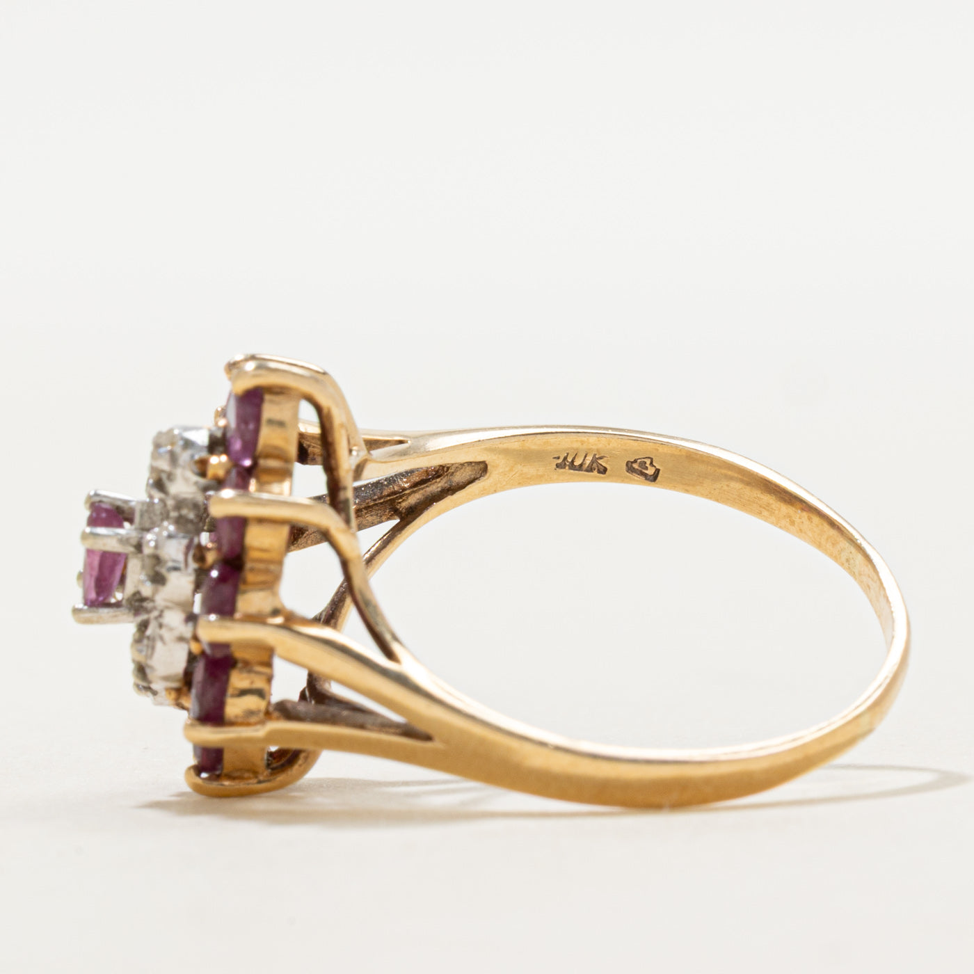 Basket Set Ruby & Diamond Cocktail Ring | 1.60ctw, 0.06ctw | SZ 9.75